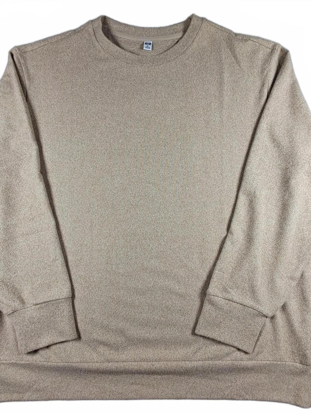 UNIQLO Women's XL Beige Soft Knitted Fleece Crewneck Sweatshirt 470143